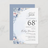 水彩ダスティブルーサプライズ68th誕生日パーティー 招待状 (正面/裏面)