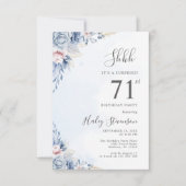水彩ダスティブルーサプライズ71stバースデーパーティー 招待状 (正面)
