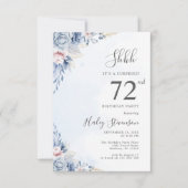 水彩ダスティブルーサプライズ72ndバースデーパーティー 招待状 (正面)