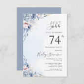 水彩ダスティブルーサプライズ74thバースデーパーティー 招待状 (正面/裏面)