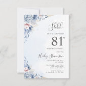 水彩ダスティブルーサプライズ81stバースデーパーティー 招待状 (正面)