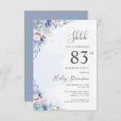 水彩ダスティブルーサプライズ83rd誕生日パーティー 招待状 (正面/裏面)