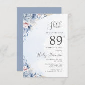 水彩ダスティブルーサプライズ89thバースデーパーティー 招待状 (正面/裏面)