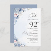 水彩ダスティブルーサプライズ92ndバースデーパーティー 招待状 (正面/裏面)