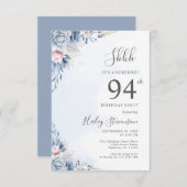 水彩ダスティブルーサプライズ94thバースデーパーティー 招待状 (正面/裏面)