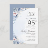 水彩ダスティブルーサプライズ95thバースデーパーティー 招待状 (正面/裏面)