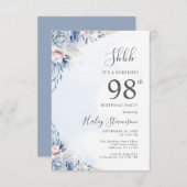 水彩ダスティブルーサプライズ98thバースデーパーティー 招待状 (正面/裏面)