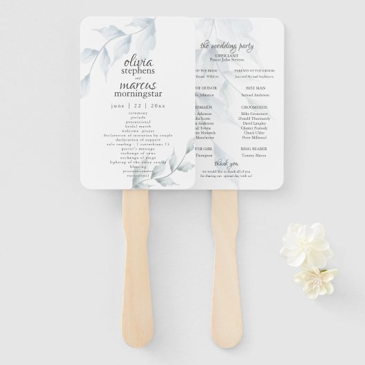 水彩ダスティブルーダスティージュセージフローラ ハンドファン (正面&裏面)