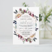 水彩ダスティブルーピンクフローラブーケ結婚ス 招待状 (スタンド正面)