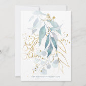 水彩ダスティブルーフローラエレガントフォト結婚ズ セーブザデート (裏面)