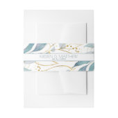 水彩ダスティブルーフローラエレガント金ゴールド結婚 招待状ベリーバンド (正面例)