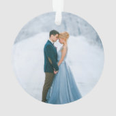 水彩ダスティブルーフローラリースフォトバック オーナメント (裏面)