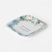 水彩ダスティブルーフローラ結婚の紙プレート ペーパープレート (傾斜あり)