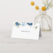 水彩ダスティブルーフローラ結婚ズ プレイスカード (正面)