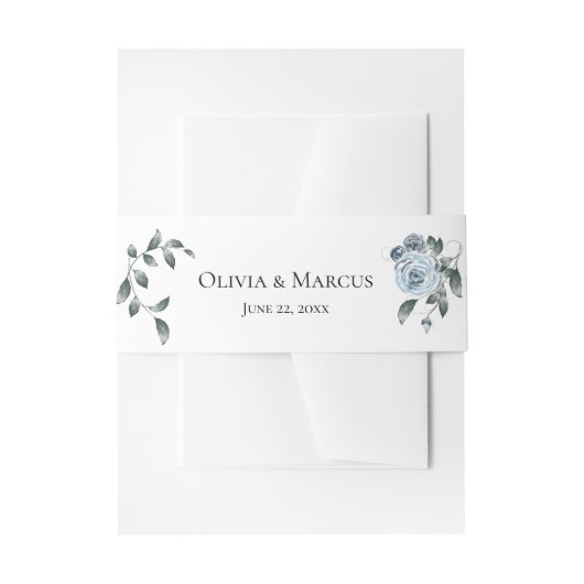 水彩ダスティブルーフローラ 招待状ベリーバンド (正面例)