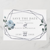 水彩ダスティブルーフローラ 箔招待状 (正面)