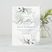水彩ダスティブルーポピー誕生日招待状 招待状 (スタンド正面)
