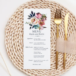 水彩ダスティブルーマウーブフローラ結婚のメニュー メニュー