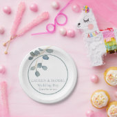 水彩ダスティブルー結婚ズテーマ紙プレート ペーパープレート (パーティー)