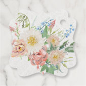 水彩ダスティーブルーとブッシュピンクの花嫁のためのフラワーデザイン フェイバータグ (裏面)