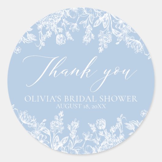 水彩ダスティーブルーの結婚前お礼 ラウンドシール (正面)