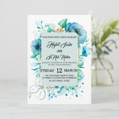 水彩ダスティーブルーの野生のバラコレクション - ダスト 招待状 (スタンド正面)