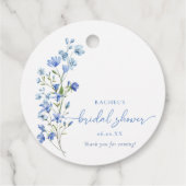 水彩ダスティーブルーの野生の花のブライズシャワー フェイバータグ (裏面)