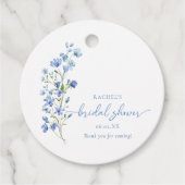 水彩ダスティーブルーの野生の花のブライズシャワー フェイバータグ (正面)