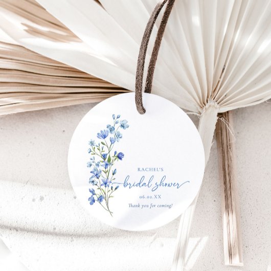 水彩ダスティーブルーの野生の花のブライズシャワー フェイバータグ