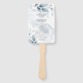 水彩ダスティーブルー植物ウェディングプログラム扇風機 ハンドファン (正面)