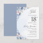 水彩ダスティーブルー ボホ 予算18歳誕生日 招待状 (正面/裏面)
