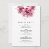 水彩ダスティーローズ フラワー オールインワン ウェディング 招待状 (裏面)