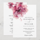 水彩ダスティーローズ フラワー オールインワン ウェディング 招待状 (正面/裏面)