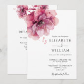 水彩ダスティーローズ フラワーQRコード ウェディング 招待状 (正面/裏面)