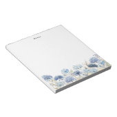 水彩ダストブルーアジサイパーソナライズされた ノートパッド (アングル)