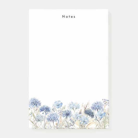 水彩ダストブルーアジサイパーソナライズされた ポストイット (正面)