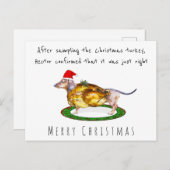 水彩ダックスおもしろいフント食べクリスマスターキー ポストカード (正面/裏面)