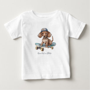 水彩ダックスフントTシャツ ベビーTシャツ
