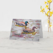 水彩ダックス誕生日カード カード (黄色い花)