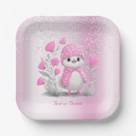 水彩ダックピンクフローラ紙プレート ペーパープレート