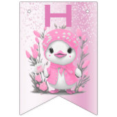 水彩ダックピンク花束フラッグ バンティングフラッグ (第2の旗)