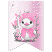 水彩ダックピンク花束フラッグ バンティングフラッグ (第1の旗)