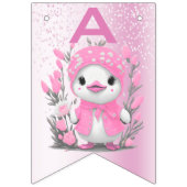 水彩ダックピンク花束フラッグ バンティングフラッグ (第3の旗)