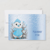 水彩ダックブルーフラワーズサンキューカード サンキューカード (正面)