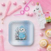 水彩ダックブルーフラワーズ紙プレート ペーパープレート (パーティー)