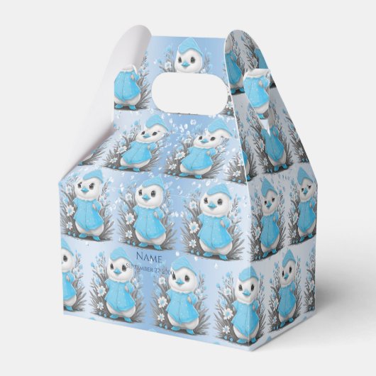 水彩ダックブルーフラワーフェイスボックス フェイバーボックス (正面サイド)