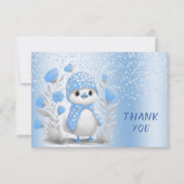 水彩ダックブルーフローラサンキューカード サンキューカード (正面)