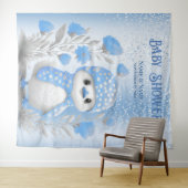 水彩ダックブルーフローラ背景 タペストリー (インサイチュ(横))