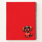 水彩ダッシュンドバレンタインデー赤いハート ノートブック (裏面)