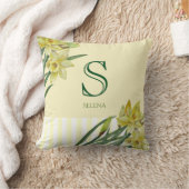 水彩ダッフォジルフラワーフローラアートモノグラム クッション (ブランケット)